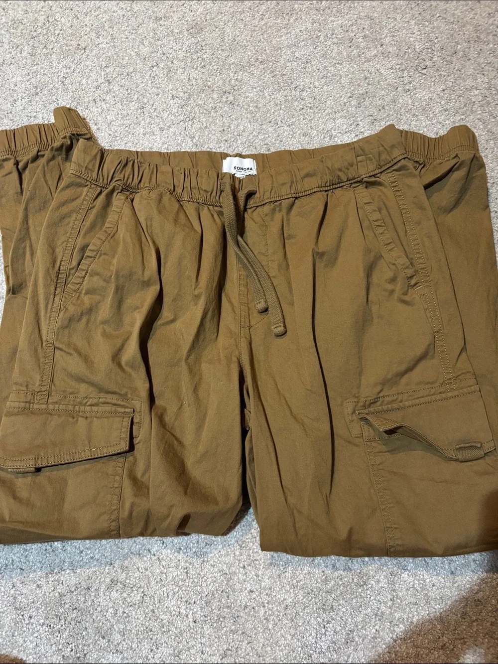 Men’s Sonoma Brown Drawstring Cargo Pants, sz S
